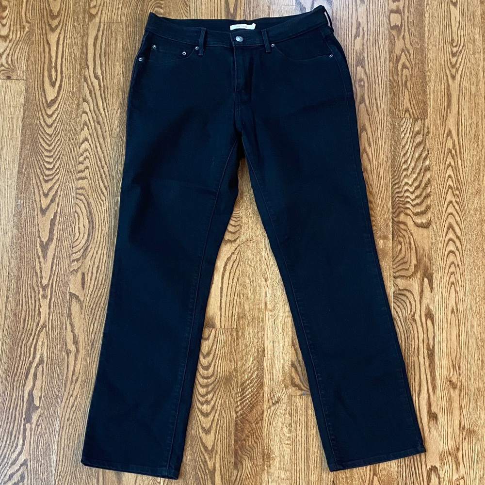 Womens Levi’s 505 straight black size 30 5 pocket jeans elastane